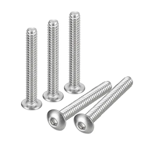 Vista 26 de uxcell #2-56x1 Tornillos con cabeza de botón y muesca hexagonal, 50 unidades de pernos hexagonales de acero inoxidable 304, tornillos allen de rosca