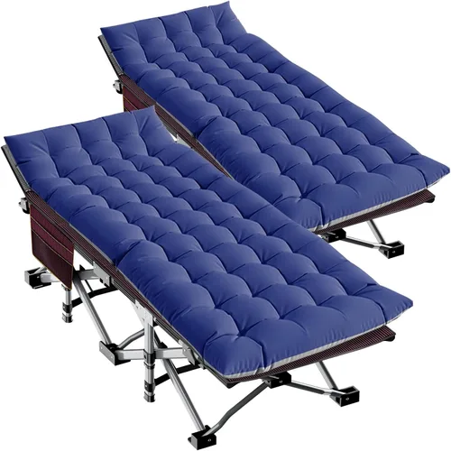 Vista 9 de LILYPELLE Catre de Camping Plegable, Catres de Dormir Extra Anchos de Servicio Pesado con Bolsa de Transporte, Catres de Campamento de Viaje Azul