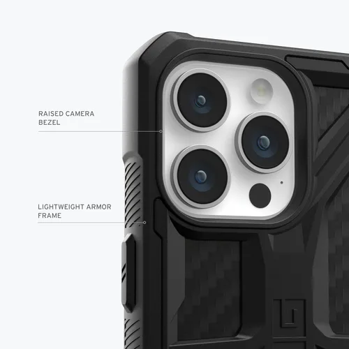 Vista 4 de URBAN ARMOR GEAR UAG Funda [versión actualizada] compatible con iPhone 15 Pro de 6.1 pulgadas, fibra de carbono Monarca, resistente, resistente