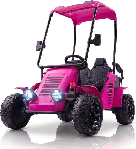 Vista 11 de Hikole Carrito de golf para niños de 36 V, auto de 2 plazas con control remoto y toldo, 4WD Verde militar