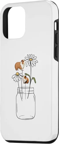 Vista 2 de iPhone 12 mini linda mamá conejillo de indias, funda de flores de conejillo de indias