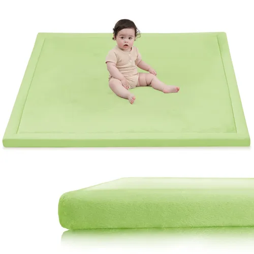Vista 32 de Huloo Sleep - Tapete de juego para la habitación de bebés y niños pequeños, anticaídas, de espuma elástica de 1.3" de grosor, 28" x 72", terciopelo