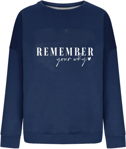 Vista 4 de Remember Your Why - Sudadera para mujer, casual, de manga larga, de gran tamaño, cuello redondo, clásica, lisa, cómoda