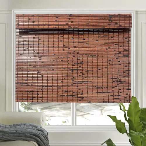 Vista 11 de Persianas de madera para ventana, persianas enrollables opacas de bambú, fácil instalación para el hogar y el jardín, patrón 1