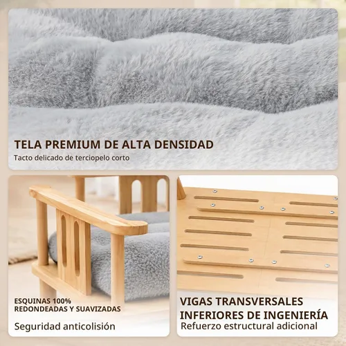 Vista 6 de Summark Cama elevada para gatos con colchón de felpa