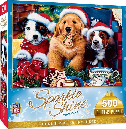 Vista 2 de MasterPieces Rompecabezas de 500 piezas con purpurina - Santa's Depot - 15 x 21 pulgadas