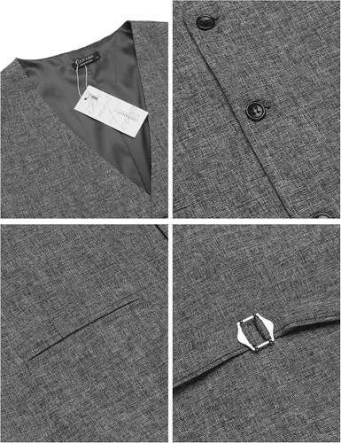 Vista 5 de COOFANDY Chalecos casuales de negocios para hombre chaleco ligero y ajustado