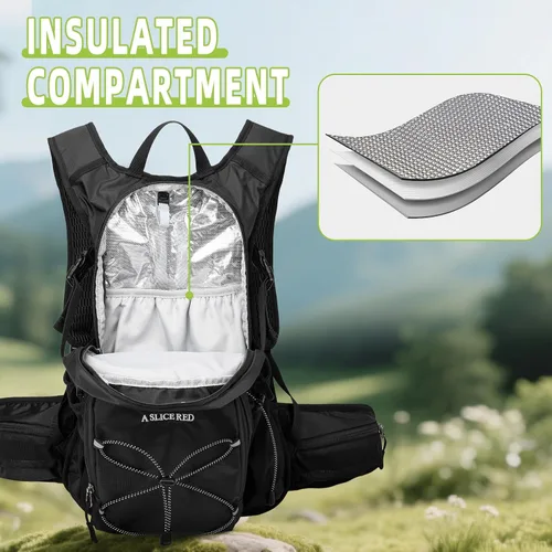 Vista 3 de Mochila de hidratación, mochila de agua ligera para senderismo con vejiga de agua a prueba de fugas de 3 L, paquete de hidratación aislada ideal