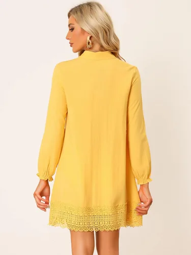 Vista 3 de Allegra K Vestido bohemio para mujer con botones de encaje frontal