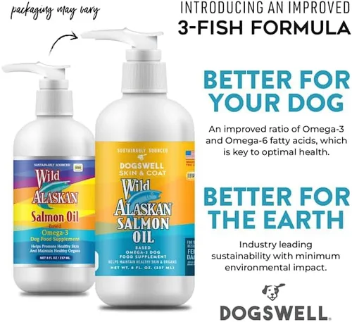 Vista 2 de Wild Alaskan Skin & Coat Suplemento Omega-3 a base de aceite de salmón para perros, 8 onzas líquidas