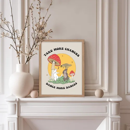 Vista 5 de Poster Master Dance More Dances Poster - Retro Dancing Cats Print - Groovy Cat Art - Preppy & Trendy Design - Positive Quotes Artwork - Dance Decor
