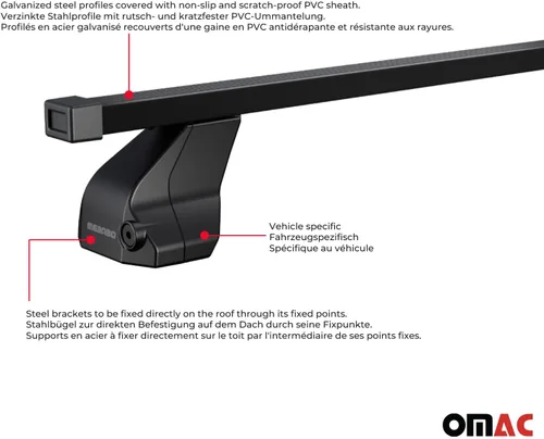 Vista 5 de OMAC Barras transversales superiores para Mercedes EQS V297 2022-2024 Acero Negro