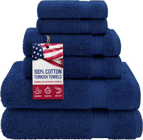 Vista 86 de Juego de toallas American Veteran Towel, de lujo, 6 piezas de algodón 100 % turco para máxima suavidad y absorción, para hotel y spa