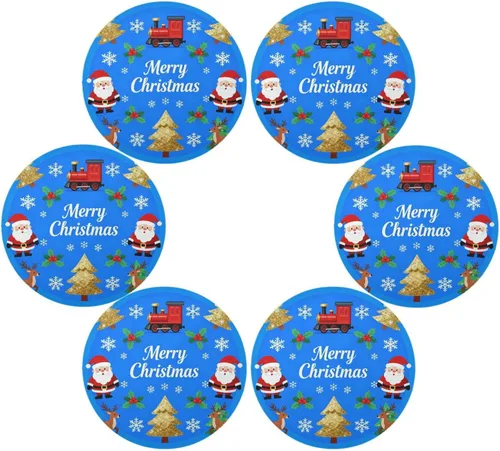Vista 3 de Merry Christmas Dark Blue Round placemats for Dinner Table placemats Plates 15x15 in individuales para comedor