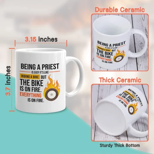 Vista 4 de Tazas de café cristianas de 11 onzas, color blanco, versículo bíblico cristiano, agradecimiento al pastor y sacerdote