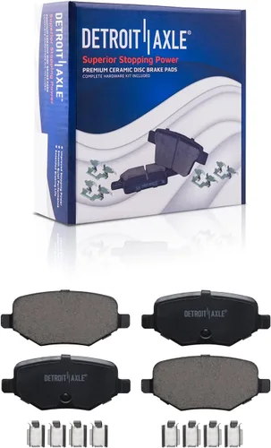 Vista 113 de Detroit Axle - Pastillas de freno para Ford F-150 99-03, 02 Lincoln Blackwood, Pastillas de freno de cerámica delanteras y traseras con repuesto