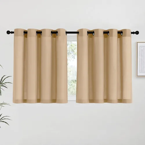 Vista 172 de NICETOWN - Cortinas de lino angora para ventana de cocina sobre el fregadero, con ojales, lino grueso angora, tratamientos cortos para ventanas