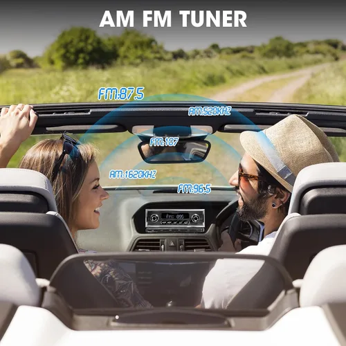 Vista 9 de Receptor de radio de coche Bluetooth retro: Estéreo vintage de un solo