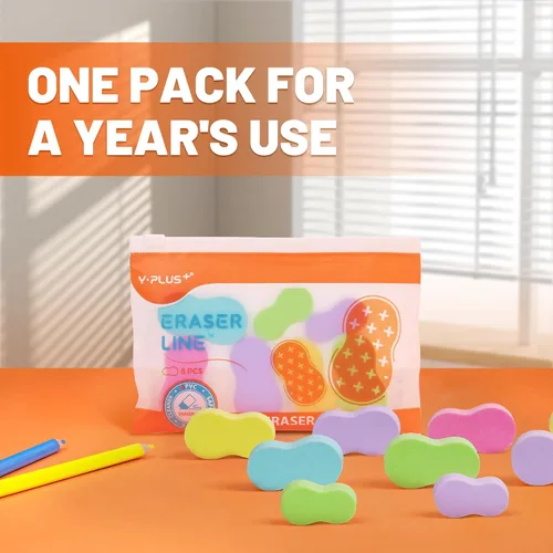 Vista 6 de Yplus Eraser Line - Borradores de lápiz de hipopolímero para escuela y oficina, lindo borrador de goma blanca para niños, artista sin residuos, 6