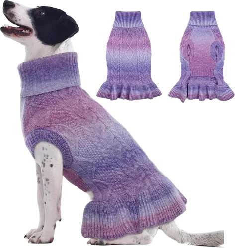 Vista 11 de QBLEEV Suéteres para Perras Pequeñas - Suéteres Suaves y Cálidos de Invierno y Otoño con Cuello de Tortuga y Opciones de Chaleco para Cachorras