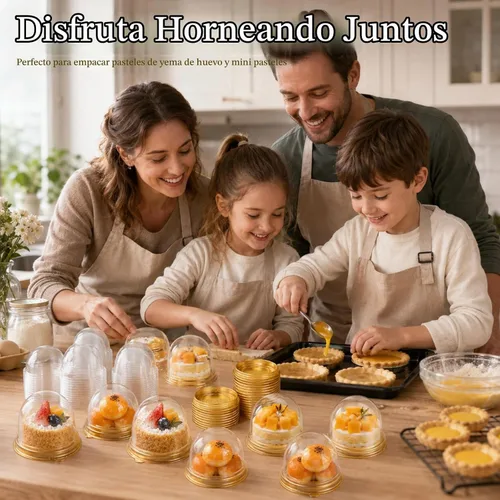 Vista 4 de RHBLME Paquete de 200 mini recipientes para pasteles, cajas pequeñas de plástico transparente para tartas con tapas de cúpula, cajas