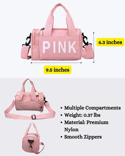 Vista 3 de Bolsa de gimnasio pequeña estética, bonita bolsa de lona con asa, bolsa de viaje para el hombro, bolsa cruzada resistente para deportes de natación