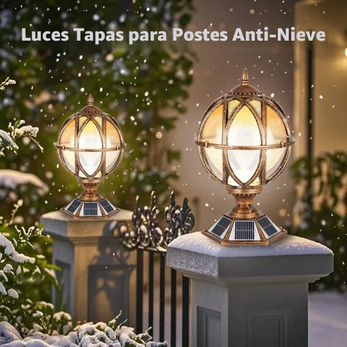 Vista 4 de Luces de pilar al aire libre accionadas por energía solar de 17.7 pulgadas Bronce