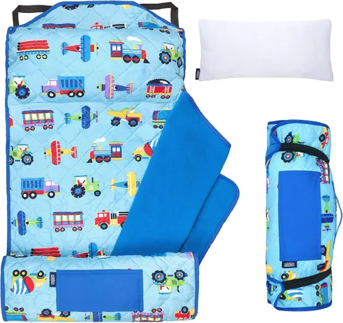 Vista 10 de Wildkin Tapete acolchado moderno de microfibra para siesta con almohada reutilizable para niños y niñas, ideal para dormir en primaria