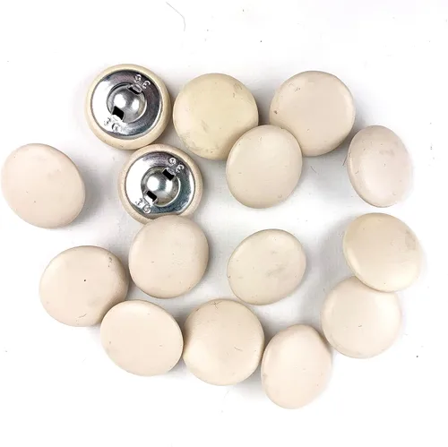 Vista 34 de Heyiwell 30 botones redondos cubiertos de cuero con vástago de metal, para vestidos de novia, camisas, vestidos, manualidades de costura (beige, mm)