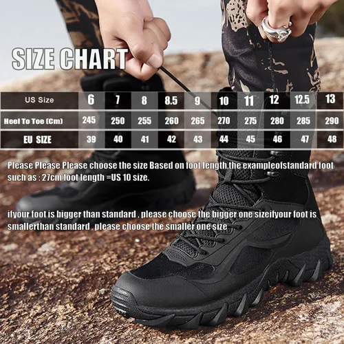 Vista 4 de Botas de nieve tácticas para hombre, botas tácticas altas con Negro