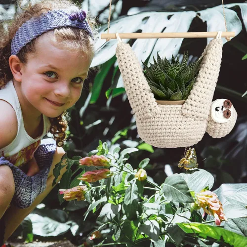 Vista 3 de Regalos de Perezoso Colgador de Plantas de Perezoso para Maceta de Suculentas Planta Colgante para Amantes de las Plantas Decoración del Hogar