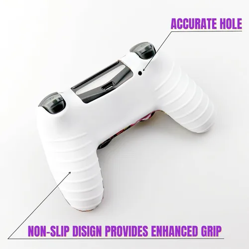Vista 4 de Skin para controlador PS4, funda de silicona antideslizante con 2 tapas de agarre para el pulgar para PS4SlimPro Dualshock 4 Controller Wireless