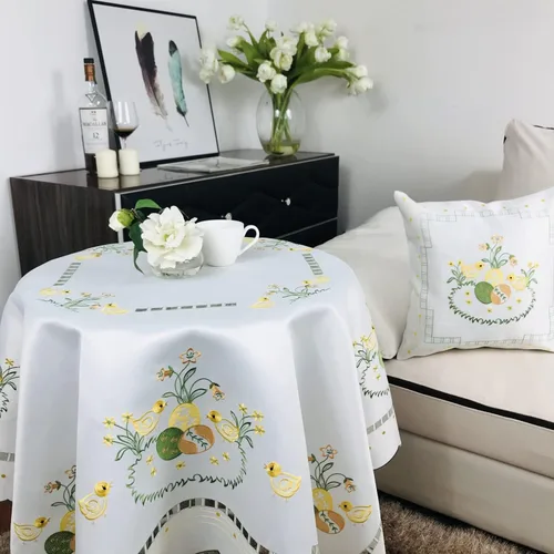 Vista 23 de Mantel bordado para decoración de encaje a prueba de polvo, sin arrugas, lavable, floral, rectangular, para cocina, comedor, vacaciones, cumpleaños