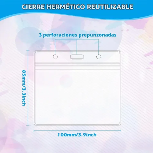 Vista 2 de 50 portatarjetas de identificación horizontales de plástico transparente