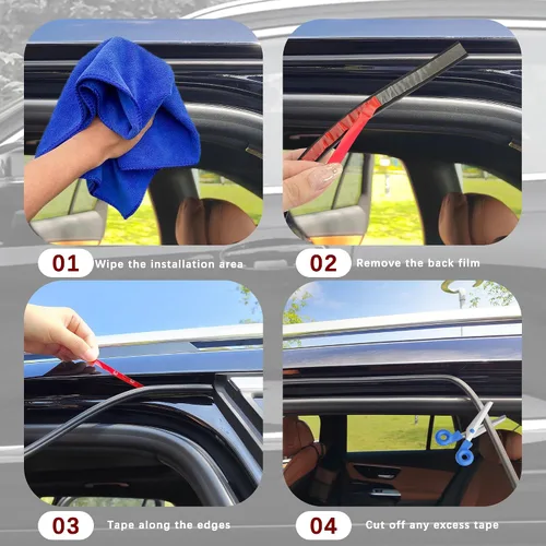 Vista 11 de Burletes para Puerta de Automóvil de 52.49 Pies, Tira de Sellado de Goma de Doble Capa en Forma de B, Insonorizada y Autoadhesiva, Accesorios