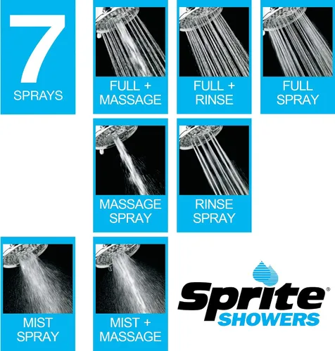 Vista 7 de Sprite Showers HKE-CM Biarritz - Manija de ducha filtrada de mano con 7 ajustes, cromada