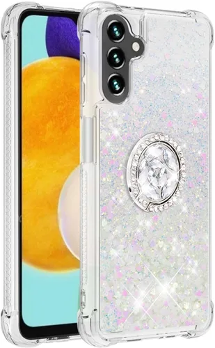 Vista 2 de CCSmall Funda con purpurina para Samsung Galaxy A13 5G (no 4G) con soporte para anillo, Galaxy A04s, funda transparente para Samsung Galaxy A13 0.18