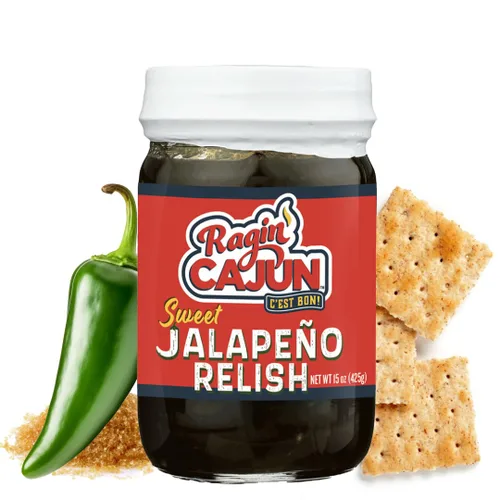 Vista 10 de Rebanadas de jalapeño confitadas de 12 onzas líquidas Ragin' Cajun Foods (paquete de 1) Sweet-and-spicy candied jalapeno slices for burgers