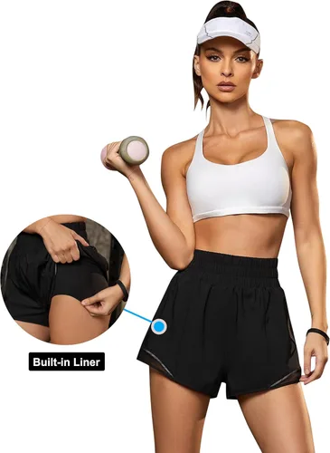 Vista 6 de Blooming Jelly Pantalones cortos de entrenamiento para mujer, pantalones cortos deportivos de cintura alta, pantalones cortos reflectantes