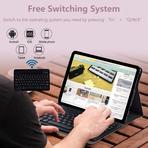 Vista 4 de Funda para Samsung Galaxy Tab A8 10.5 con teclado, fuerte sellado magnético desmontable Bluetooth teclado inalámbrico cubierta de cuero para Samsung
