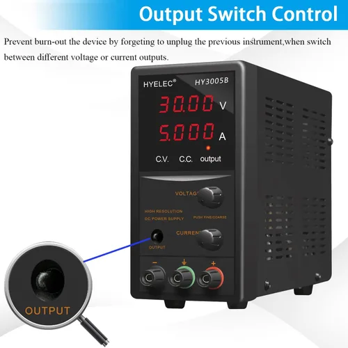 Vista 5 de Fuente de alimentación de CC variable, fuente de alimentación de banco de CC regulada de conmutación ajustable de 30 V 5 A con pantalla LED de 4