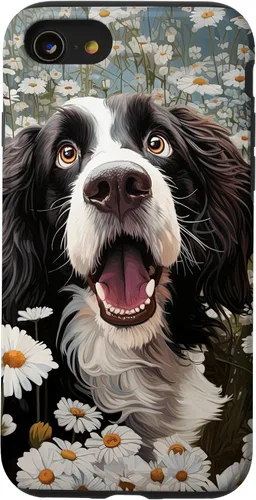 Vista 13 de Carcasa divertida para iPhone 14 con diseño de perro con margarita