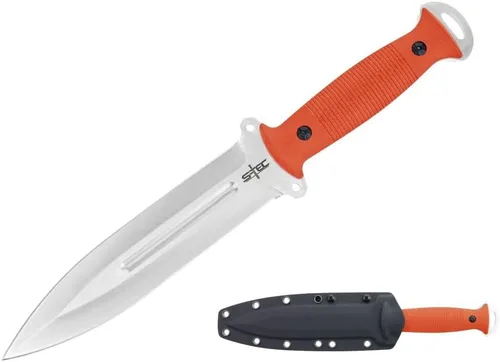 Vista 6 de S-TEC Cuchillo táctico de caza de hoja fija G10 con mango compuesto con funda Kydex