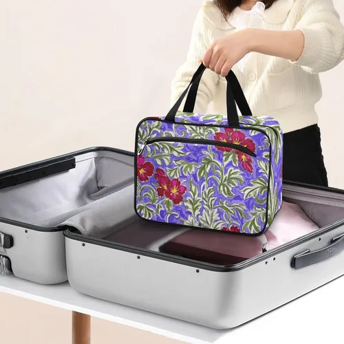 Vista 8 de Trendy Vintage Flower Purple Red hanging travel toiletry bag hanging with hook, designer cute bags for men for men toilet bolso viajero para mujer L