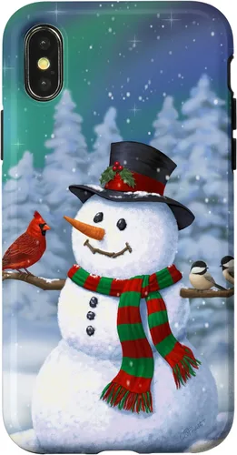 Vista 5 de Funda para iPhone 17 con diseño de muñeco de nieve y pájaros en invierno