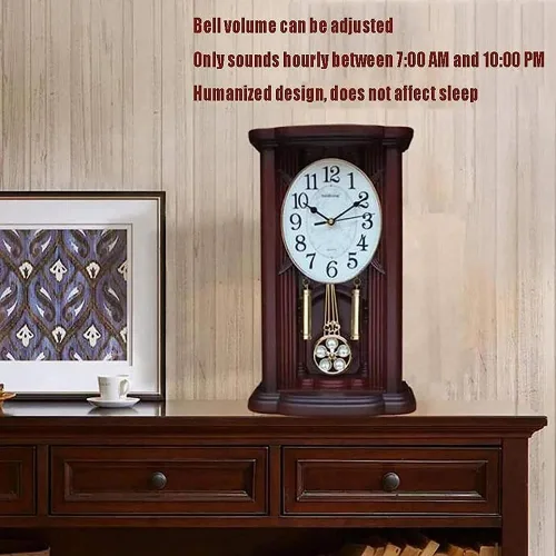 Vista 2 de Reloj de péndulo, relojes de repisa vintage, funciona con pilas, para sala de estar, oficina, hogar, reloj de chimenea con campanilla Westminster