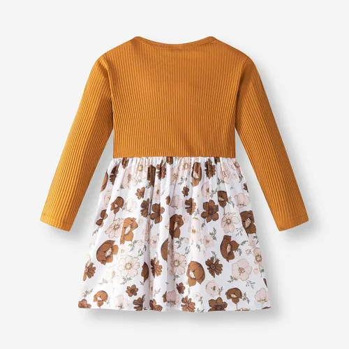 Vista 5 de PATPAT - Vestido de manga larga con estampado de flora para niña pequeña, otoño e invierno