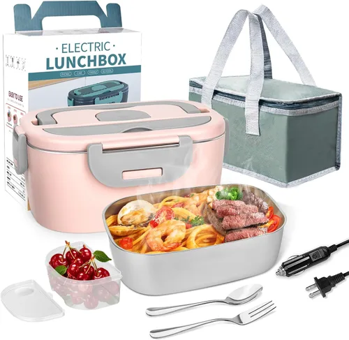 Vista 12 de LAVAED Lonchera Eléctrica Calentada para Adultos, Calentador de Alimentos Portátil - Calentador de Alimentos de Calentamiento Rápido de 80W