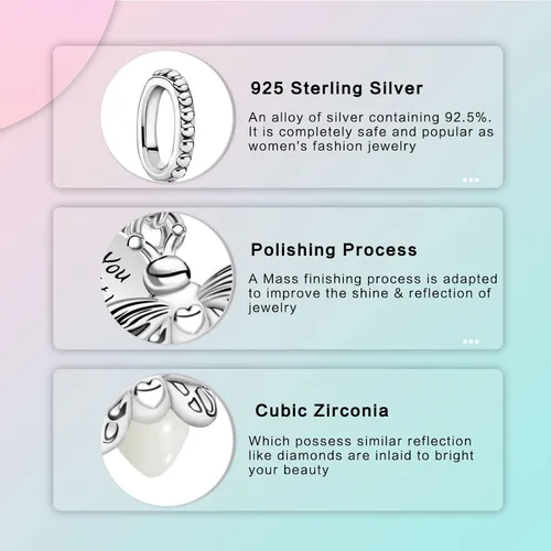 Vista 5 de LUXILLA Love You Best Friend Grandma Wife - Dije de corazón de plata de ley 925 para pulseras, collar, día de San Valentín, día de la madre, regalo