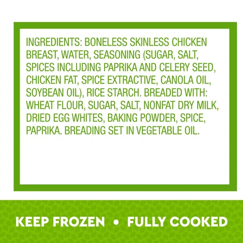 Vista 3 de Just Bare Tiras de pechuga de pollo ligeramente empanadas Totalmente cocidas 0.56 oz de proteína Congeladas 1.50 libras